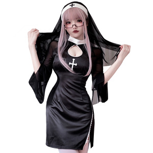 Halloween mujer monja <span class=keywords><strong>Sexy</strong></span> Cosplay <span class=keywords><strong>disfraz</strong></span> monja <span class=keywords><strong>disfraz</strong></span> Cruz oscuro gótico Cosplay - Product Image 1