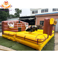 Taureau mécanique gonflable jaune pour adultes en gros pour les parcs d'attractions, homologué CE, capacité supérieure à 500 kg