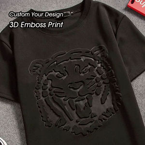 T-shirt décontracté pour homme en coton premium, à col rond, avec logo personnalisé, en relief 3D, coupe ample - Product Image 2