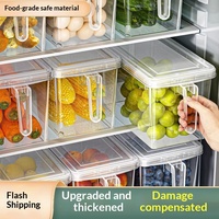 Contenants de rangement pour réfrigérateur en plastique transparent de qualité alimentaire avec poignées, adaptés au congélateur, pour l'organisation des légumes et des fruits