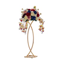 Décoration de table de mariage élégante et moderne, support en fer doré, vases à fleurs, nouvelle arrivée, centre de table simple