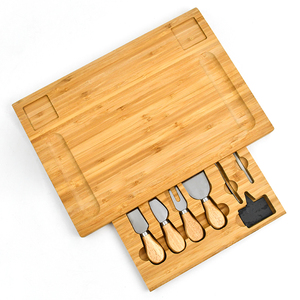 Tabla de Quesos de Bambú con Juego de Cuchillos, Cajón Deslizable, Tabla de Charcutería, Plato para Servir Vino, Carne y Queso, Deluxe - Product Image 2