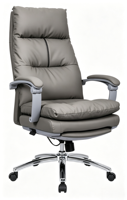 Chaise de bureau exécutive moderne à dossier haut avec hauteur réglable, revêtement en cuir PU, base pivotante chromée, rembourrage double couche pour bureau à domicile