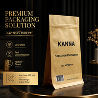 Sachets à fond plat en papier kraft imprimés avec logo personnalisé, qualité alimentaire pour le thé, sachets autoportants pour aliments secs avec logo personnalisé