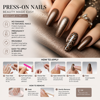 Ongles à presser en ABS, motif léopard caramel, tons chauds, forme ballerine amande, longueur moyenne, 24 pièces, finition brillante