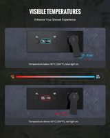 Système de douche thermostatique à effet pluie noir mat de 10 pouces avec affichage numérique LED et robinet de douche haute pression