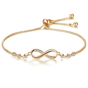 <span class=keywords><strong>Bracciale</strong></span> Infinito in Ottone Placcato Argento con Zirconi Cubici per Ragazze - Product Image 1