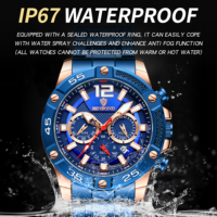 Montre multifonctionnelle Binbond 9798 pour homme, en acier inoxydable bleu foncé, à quartz, étanche, style professionnel, vente en gros, plus abordable