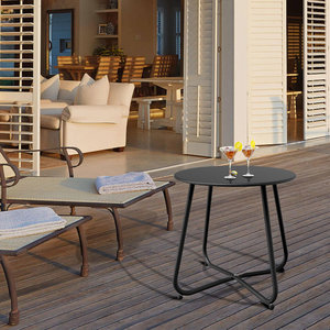 Modern Round Metal Steel Patio <b>Side</b> <b>Table</b> for <b>Outdoor</b> Garden, Balcony & Living Room | Small Accent Coffee <b>Table</b> - Product Image 5
