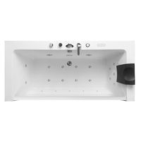 Baignoire Jacuzzi rectangulaire autoportante en acrylique blanc de grande taille pour hôtel, avec massage par remous et paroi en verre, pour salle de bain intérieure