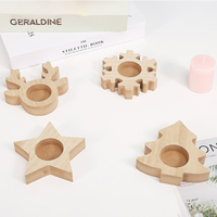 Porte-bougie de Noël en bois naturel MDF durable et écologique Wanuocraft, 4 formes, décoration d'intérieur