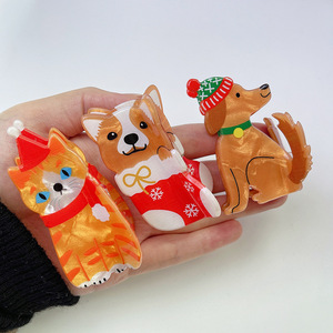 Giáng Sinh Phim Hoạt Hình Động Vật Gãi Clip Đầy Màu sắc Mèo Con Chó Con <span class=keywords><strong>Moose</strong></span> Cá Mập Clip Sáng Tạo Pháp Cho Phụ Nữ Trẻ Em 2023 Mới - Product Image 2