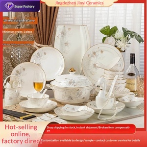 Juego de vajilla de porcelana Jingdezhen, platos de cerámica para la cena, platos de porcelana fina para el hogar, platos nórdicos, platos de regalo, venta al por mayor - Product Image 1