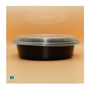 Vente en gros 800ml Boîte à micro-ondes en plastique PP noir Récipient alimentaire à 3 compartiments pour cuisine et emballage Bol à emporter - Product Image 1