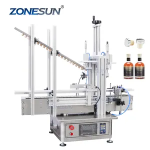 ZONESUN ZS-XG1870D1 Bàn Nút Chai Khí Nén Tự Động Rượu Vang Chai Đóng Nắp Uốn Tóc Bồng Máy Ép