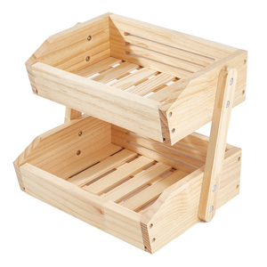 Cesta de Frutas de Bambú Natural de 2 Niveles, Ecológica, Duradera, de Gran Capacidad, Transpirable, para Cocina, Baño, Encimera - Product Image 1