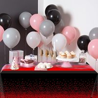 Ensemble de 3 nappes jetables en plastique noir et rouge, rectangulaires, 54x108 pouces, pour anniversaires, mariages, remises de diplômes