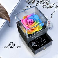 Vente chaude Petite Boîte Cadeau Rose Carrée Préservé De Luxe Infinite Roses Acrylique Rose Boîte avec Tiroir Petite Amie Cadeau