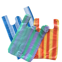Blauw-witte HDPE wegwerp plastic boodschappentassen met aangepast logo voor supermarkten, 100 stuks, rechtstreeks gekocht van Chinese fabriek