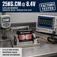 Servomoteur XQ-BLS8125D 25 kg, numérique sans balais, étanche, engrenages en acier inoxydable, boîtier en aluminium CNC, 8,4 V, pour UAV
