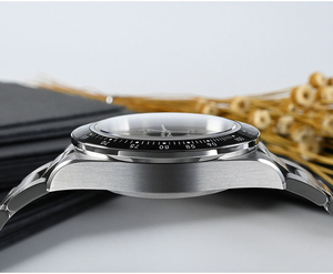 Factory Price Custom logo Luxury Dome 200m <b>Chronograph</b> Chronometer Mechanical <b>Automatic</b> Vintage pilot Leather Watch Man for Sale - Product Image 2