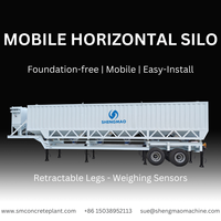 Silo à ciment horizontal de 50 tonnes avec dépoussiéreur et soupape de sécurité, réservoir à ciment mobile de 100 tonnes pour station à béton