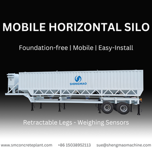 Silo à ciment horizontal de 50 tonnes avec dépoussiéreur et soupape de sécurité, réservoir à ciment mobile de 100 tonnes pour station à béton - Product Image 4