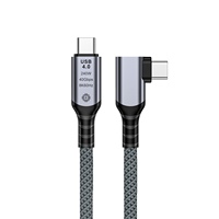 Kabel USB4 Tipe-C Nylon 240W 3A Pengisian Cepat Transfer Data 40Gbps Tampilan Tunggal 8K/Dual 4K Sudut Kanan IOS Komputer