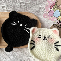 Nouvelle arrivée belle main Amigurumi tasse tapis Animal tasse tapis Crochet chiens chats mouton tasse napperons