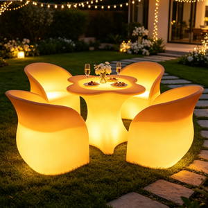 Ensemble <span class=keywords><strong>de</strong></span> mobilier <span class=keywords><strong>de</strong></span> <span class=keywords><strong>jardin</strong></span> et <span class=keywords><strong>de</strong></span> terrasse en <span class=keywords><strong>plastique</strong></span> lumineux, chaise et table d'extérieur, canapé, prix usine - Product Image 2