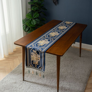 <span class=keywords><strong>Chemin</strong></span> <span class=keywords><strong>de</strong></span> <span class=keywords><strong>table</strong></span> long bleu moderne <span class=keywords><strong>de</strong></span> luxe 32x220 32x240 en chenille jacquard avec plusieurs glands - Product Image 6