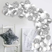 Huming – guirlande de ballons blanc argenté pour adulte, accessoires de fête, ensemble de luxe, anniversaire, mariage, décoration de fête, Kit d'arc de ballons