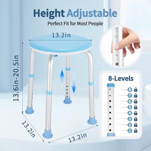 Adjustable <b>Swivel</b> Bathtub Seat Aluminum Alloy Sky <b>Blue</b> Bathroom <b>Chair</b> For Elderly And Disabled - Product Image 2