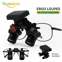 Loupes dentaires électriques à 48 degrés, grossissement 5X, 450 mm, avec clip chirurgical, lumière LED chaude/blanche, batterie incluse