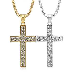 Hip Hop Cruz Iced Out Moissanite religioso cristiano Acero inoxidable joyería de moda colgante collares 18K chapado en oro mujeres - Product Image 1
