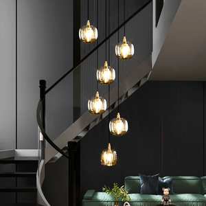 Lampadario moderno per scale di illuminazione interna, decorazione per la casa sala da pranzo in metallo lampada <span class=keywords><strong>a</strong></span> <span class=keywords><strong>sospensione</strong></span> in vetro - Product Image 5
