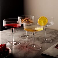 Lot de 4 coupes à martini en plastique PS de 10 oz, à long pied, design Art Déco, jetables et biodégradables, pour les fêtes