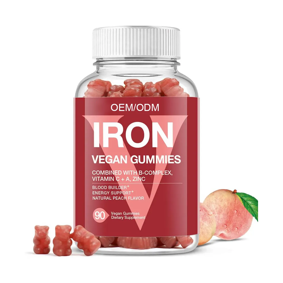 Suplemen Vegan Collagen Gummies dengan Iron & Zinc Vitamin Complex darah Builder & energi mendukung kekurangan besi dewasa anak-anak