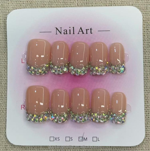 <span class=keywords><strong>Uñas</strong></span> Postizas Hechas a Mano, Cuadradas, Rosadas, <span class=keywords><strong>con</strong></span> Diseño 3D de Lazo, Flor y Diamantes de Imitación, <span class=keywords><strong>Uñas</strong></span> Acrílicas para Mujer - Product Image 2