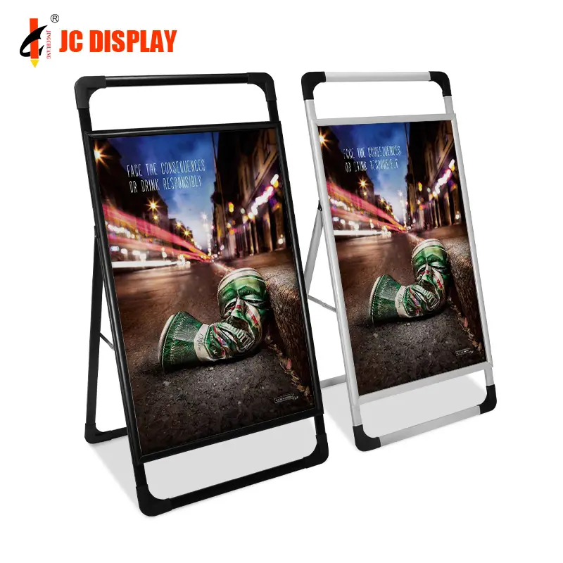 A Frame Pavement Sign With Handle Single Side Advertising Poster Stand Kt Poster Board