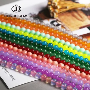 Vòng tự nhiên chalcedony 4mm 6mm 8mm 10mm 12mm màu xanh lá cây Burma ngọc đen đá quý hạt đối với trang sức làm