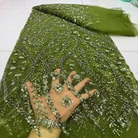 Tissu en dentelle perlée de haute qualité avec fleurs et sequins, tissu en dentelle filet pour robe de mariée pour femmes