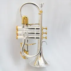 Cornets soprano professionnels haut de gamme en cuivre plaqué argent et plaqué or, avec corps en laiton, pistons en cupronickel et pistons en acier inoxydable. - Product Image 4