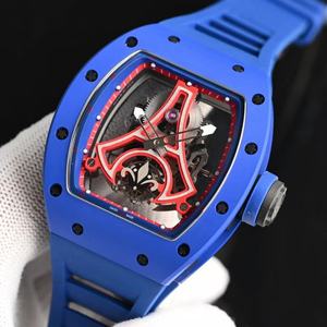 Montre mécanique à mouvement automatique, design Tour Eiffel, tourbillon bleu, cadran en cristal saphir, bracelet en caoutchouc, boîtier en métal - Product Image 3