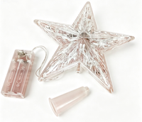Adorno de Estrella para Árbol de Navidad, con Luces LED Cálidas, Funciona con Pilas, Estrella Iluminada para la Punta del Árbol, Decoración Navideña para Interiores del Hogar
