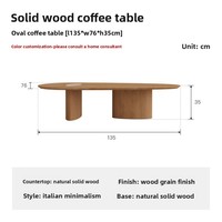 Table basse en bois massif de designer Maillard Design, grande table plate de style italien, mobilier de salon de luxe léger, nécessite l'assemblage SG080