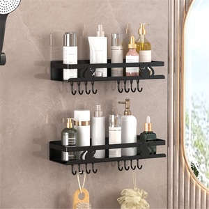 Étagères de rangement murales modernes en acier inoxydable, étanches, à double niveau, pour salle de bain, design haut de gamme sans perforation, pour serviettes - Product Image 4