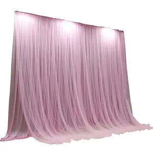 New design elegant double drape white cloth curtains drape backdrop for wedding party decoration