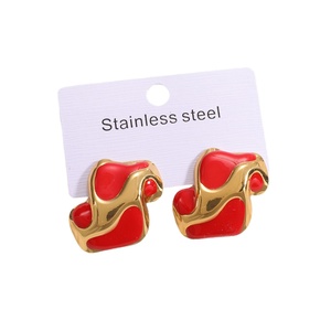 Boucles d'oreilles Jingciren Boutique transfrontalières, nouveau style simple et élégant, géométriques irrégulières, en acier inoxydable doré, finition huilée - Product Image 5