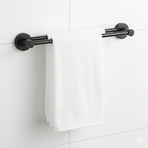 Porte-serviettes mural moderne en acier inoxydable résistant, finition noire, OEM USA - Product Image 2